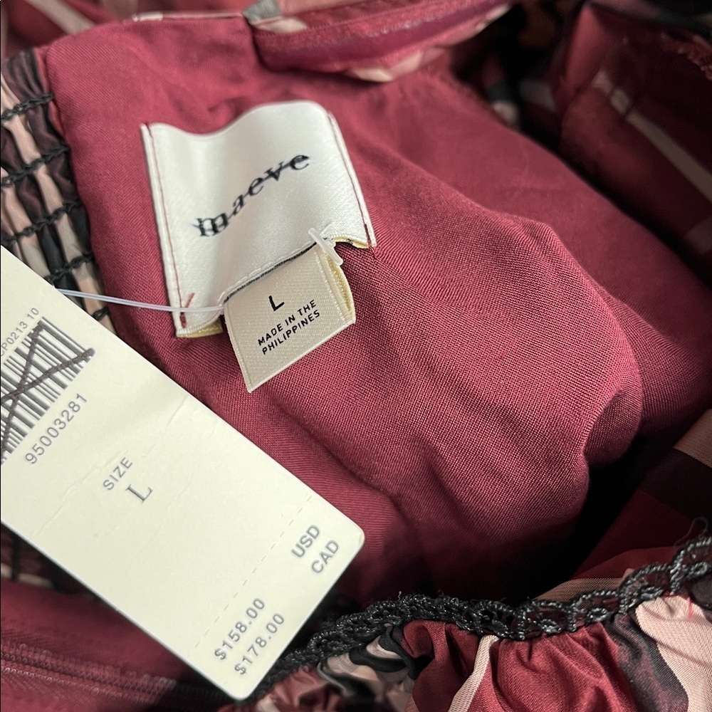 Anthropologie Maeve maroon plaid tartan burgundy mini dress size Large NWT - Picture 5 of 5